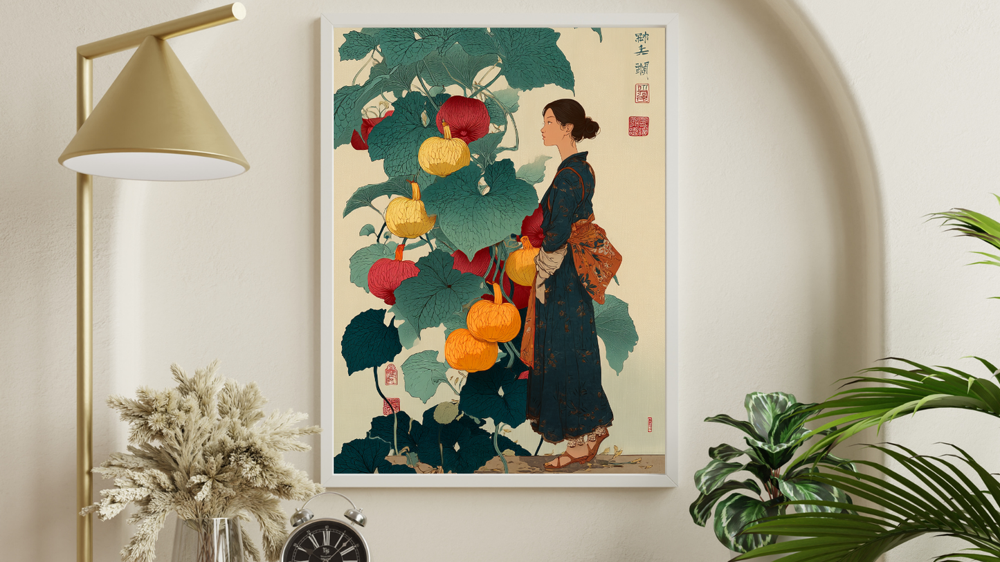 Japansk Plakat 171 – Kvinden og Græskarplanten