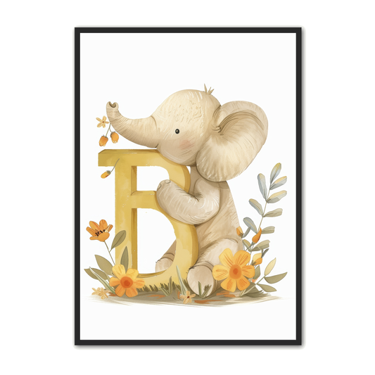 B Bogstav Plakat 14 - Elefant