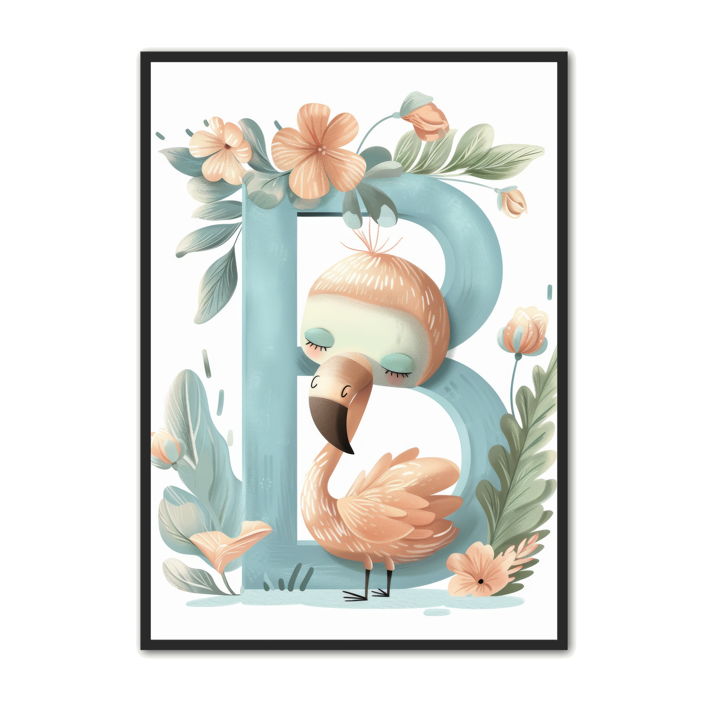B Bogstav Plakat 15 - Flamingo