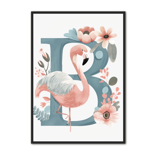 B Bogstav Plakat 16 - Flamingo