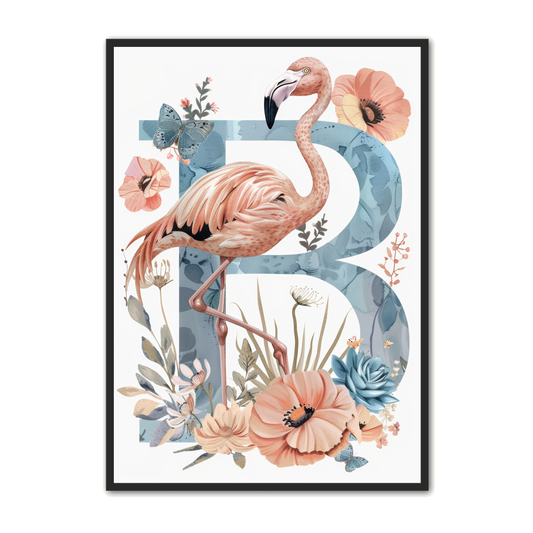 B Bogstav Plakat 17 - Flamingo