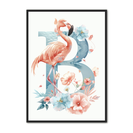 B Bogstav Plakat 18 - Flamingo