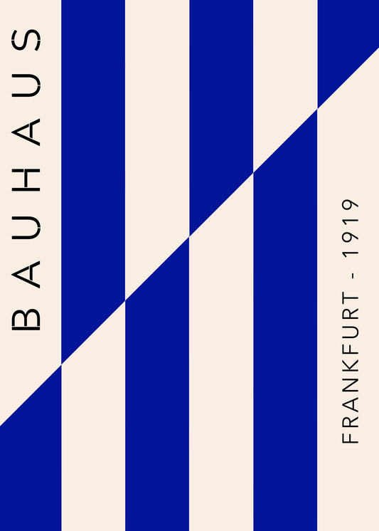 Bauhaus Plakat 10 - Grafiske Striber i Blå