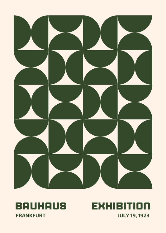 Bauhaus Plakat 13 - Modulære Former i Grøn