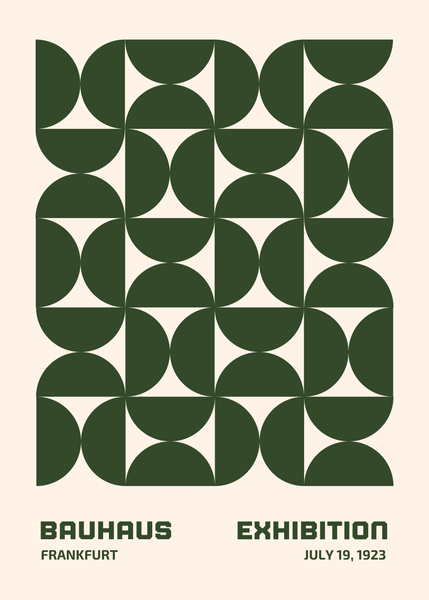 Bauhaus Plakat 13 - Modulære Former i Grøn