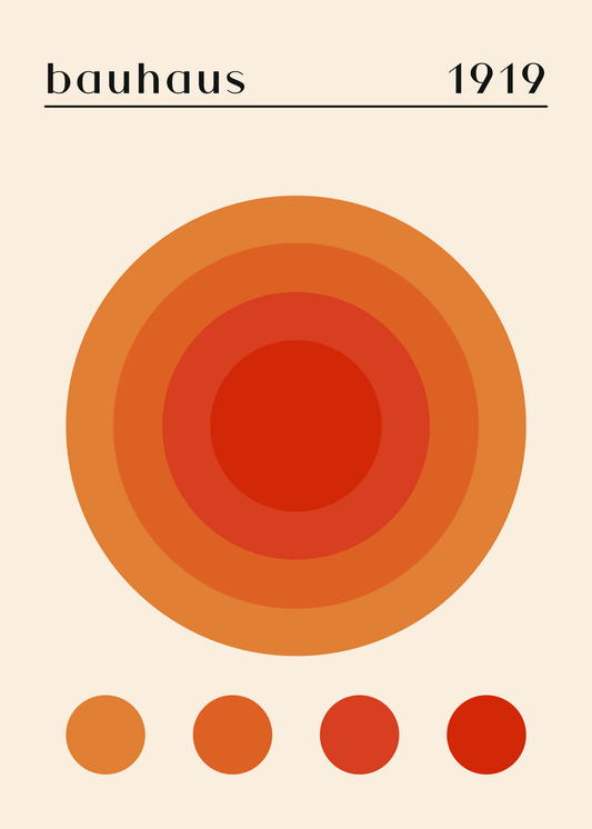 Bauhaus Plakat 16 - Koncentriske Cirkler i Varme Nuancer