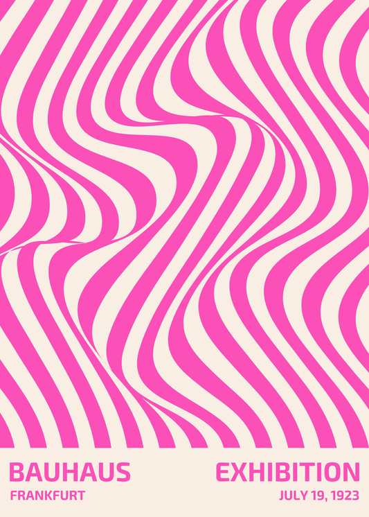 Bauhaus Plakat 17 - Bølgende Linjer i Pink