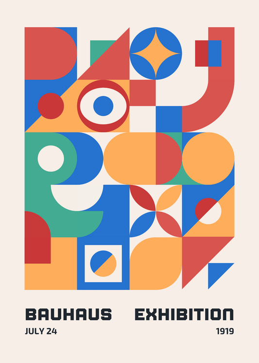 Bauhaus Plakat 20 - Farverig Geometrisk Komposition