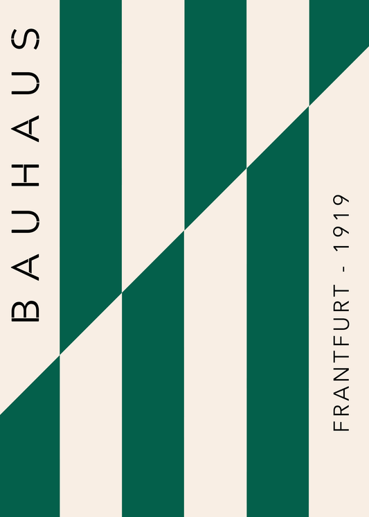Bauhaus Plakat 24 – Grøn Geometri i Stram Balance