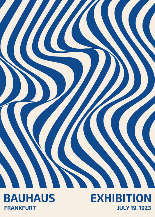 Bauhaus Plakat 25 – Dynamiske Blå Bølger
