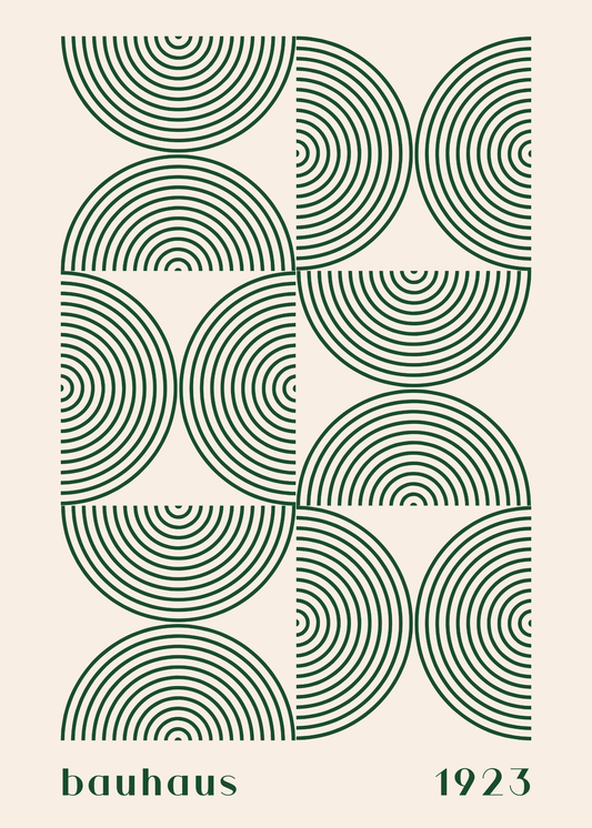 Bauhaus Plakat 27 – Grønne Cirkler i Rytmisk Mønster