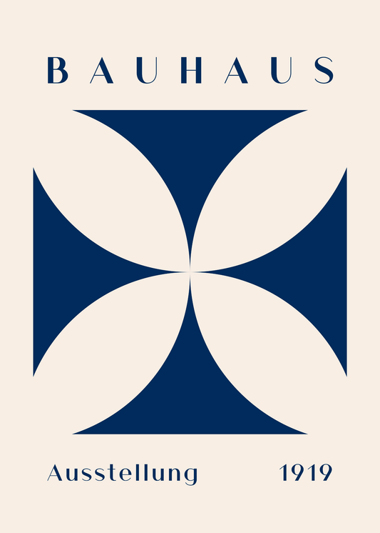 Bauhaus Plakat 30 – Blå Symmetrisk Geometri