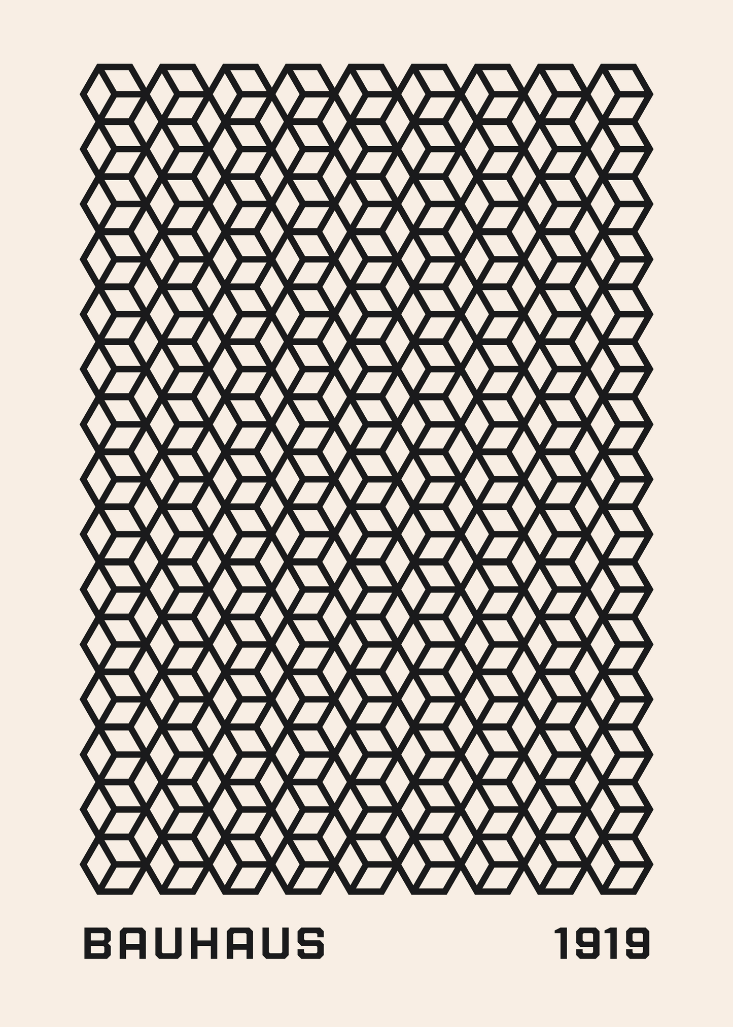 Bauhaus Plakat 40 – Geometrisk Kubemønster - minimalistisk designplakat med geometriske former