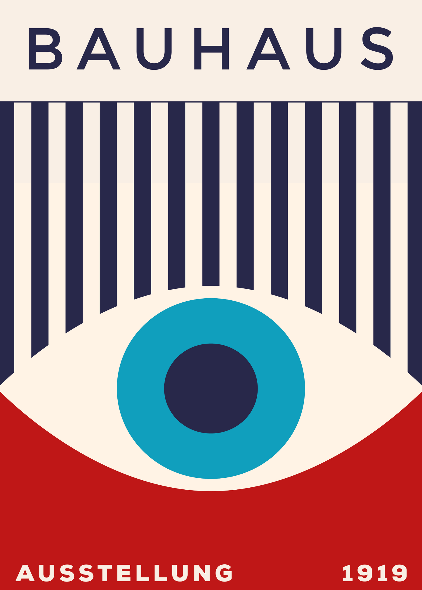 Bauhaus Plakat 45 – Geometrisk Fokus i Rød Blå og Turkis