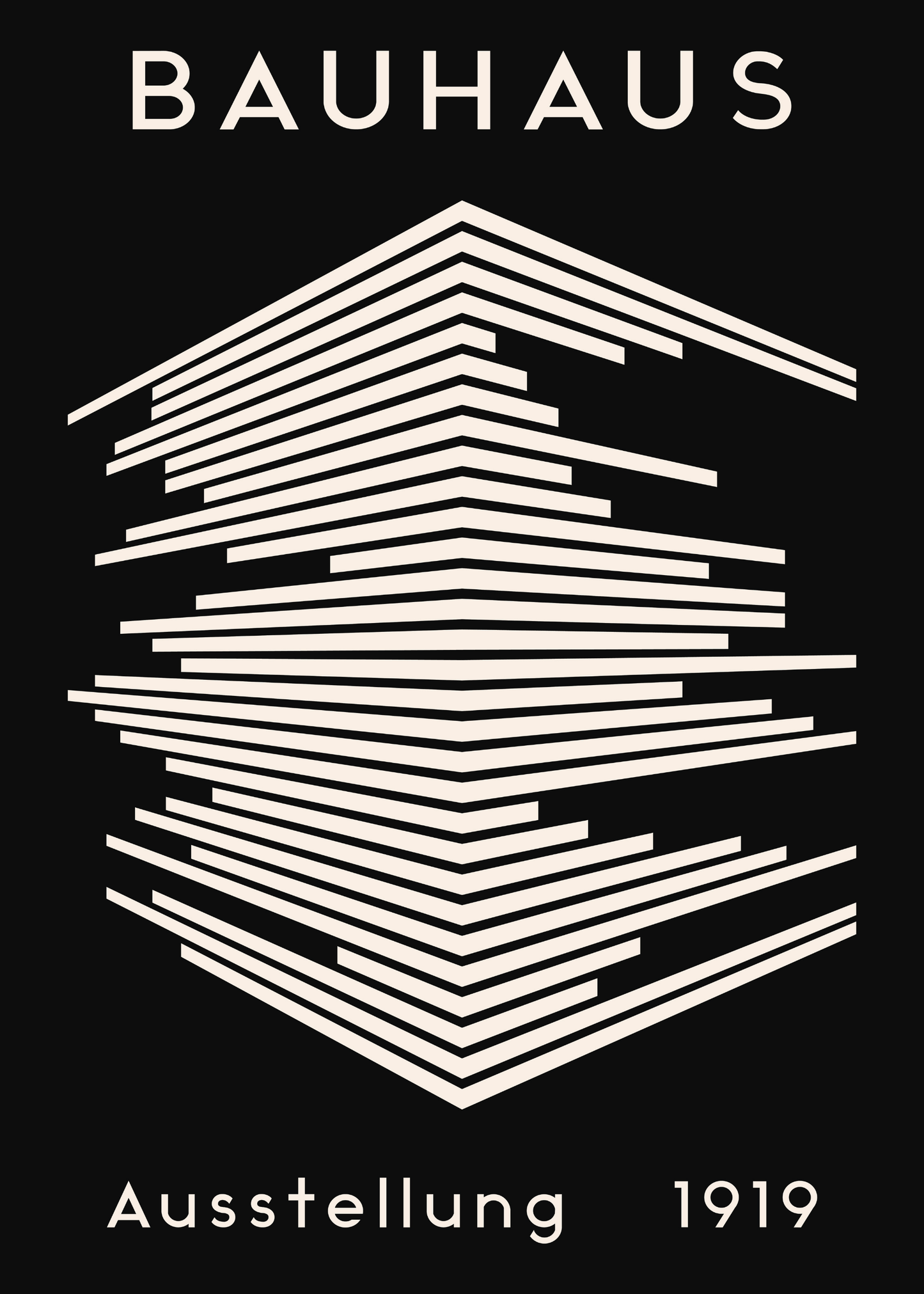 Bauhaus Plakat 47 – Arkitektonisk Lagdeling i Sort og Creme