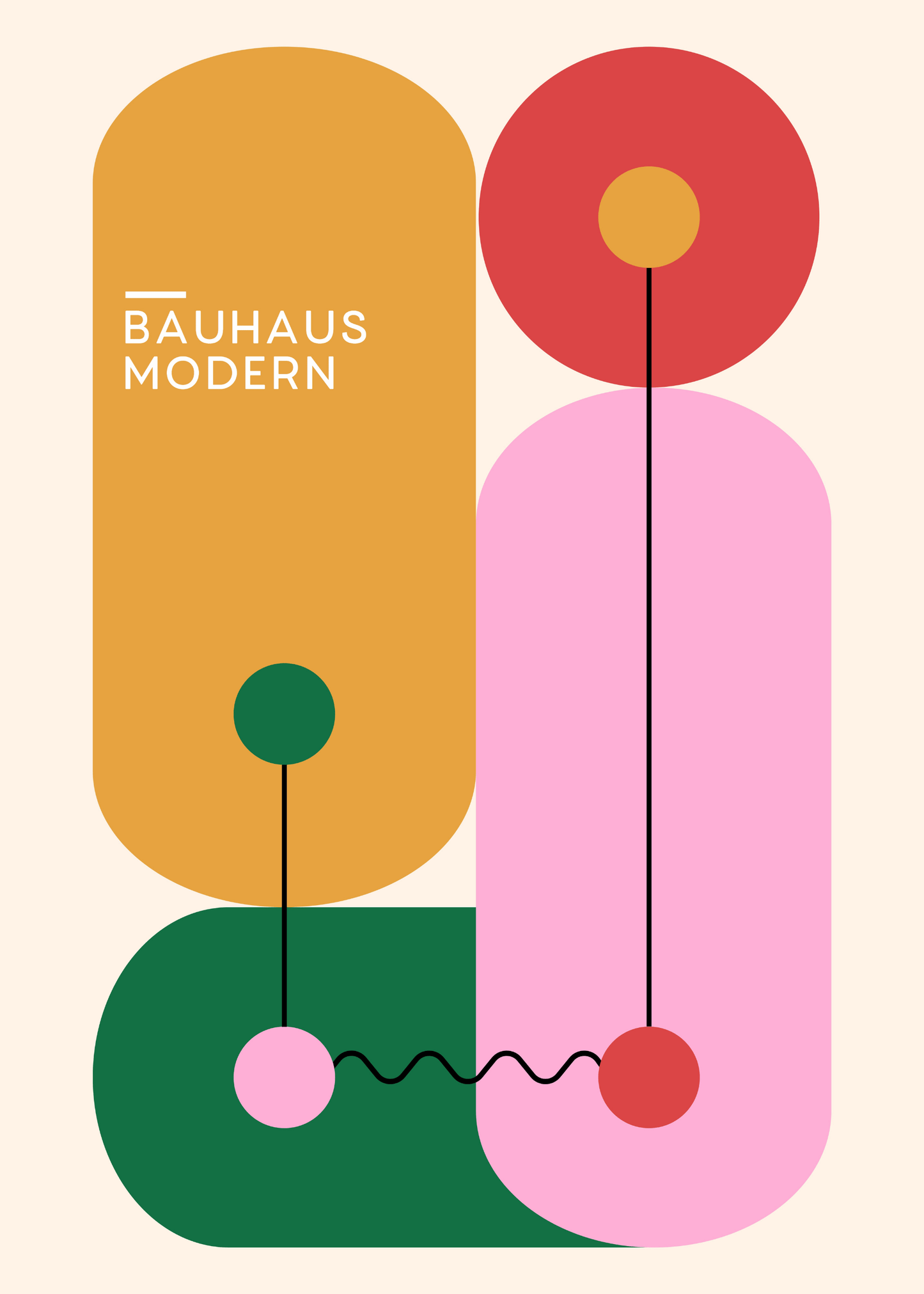 Bauhaus Plakat 5 - Moderne Former i Varme Farver Bauhaus Plakat 5 med moderne geometriske former i varme farver – abstrakt designplakat