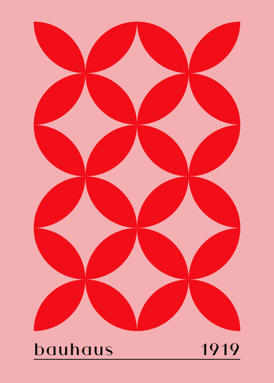 Bauhaus Plakat 7 - Geometriske Blomster i Rød