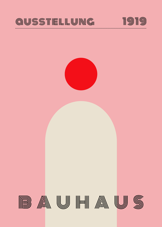 Bauhaus Plakat 8 - Minimalistisk Balance i Rosa