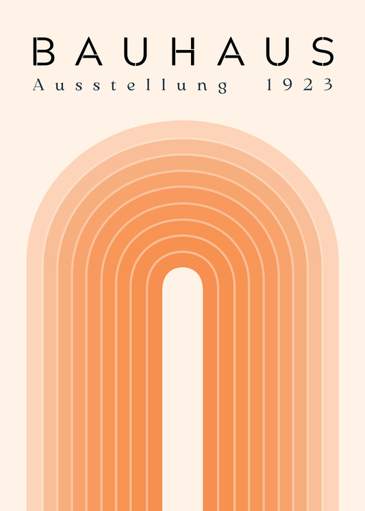 Bauhaus Plakat 9 - Bløde Buer i Orange Nuancer