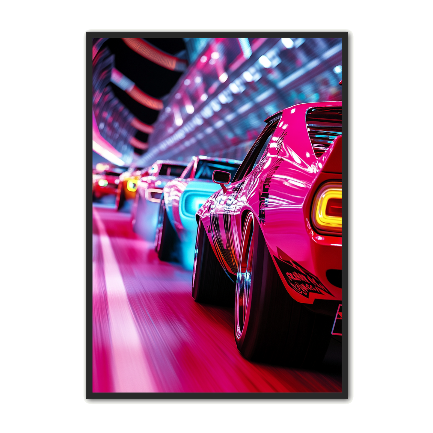 Bil Plakat 83 - Retro Løb i Neon