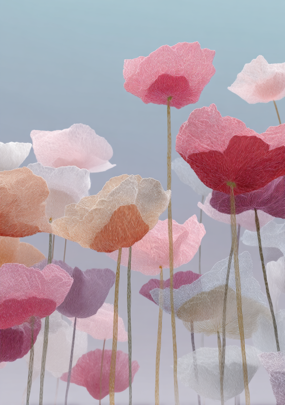 Blomster Plakat 169 – Let Blomstereng i Pastel