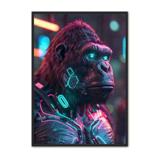 Cyberpunk Gorilla 1 - Gamer Plakat