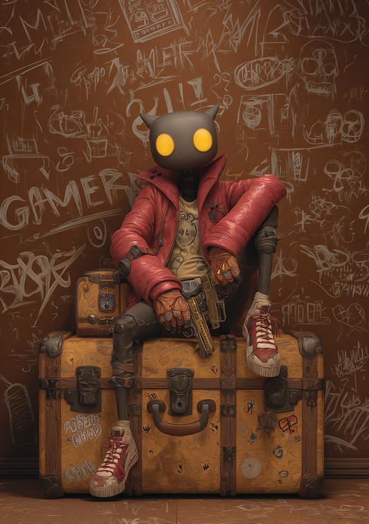 Gamer Plakat 437 - Maskeret Figur med Gule Øjne