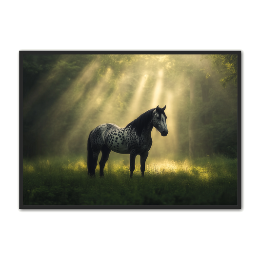 Hest Plakat 14 - Plettet Skønhed i Skovens Lys