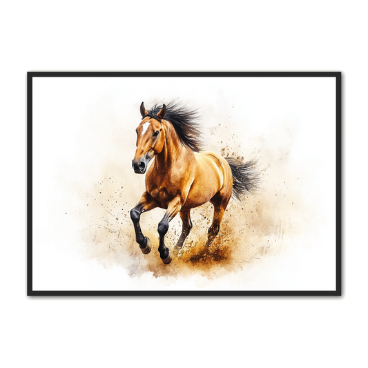 Hest Plakat 28 - Galopperende Hest i Naturlige Farver