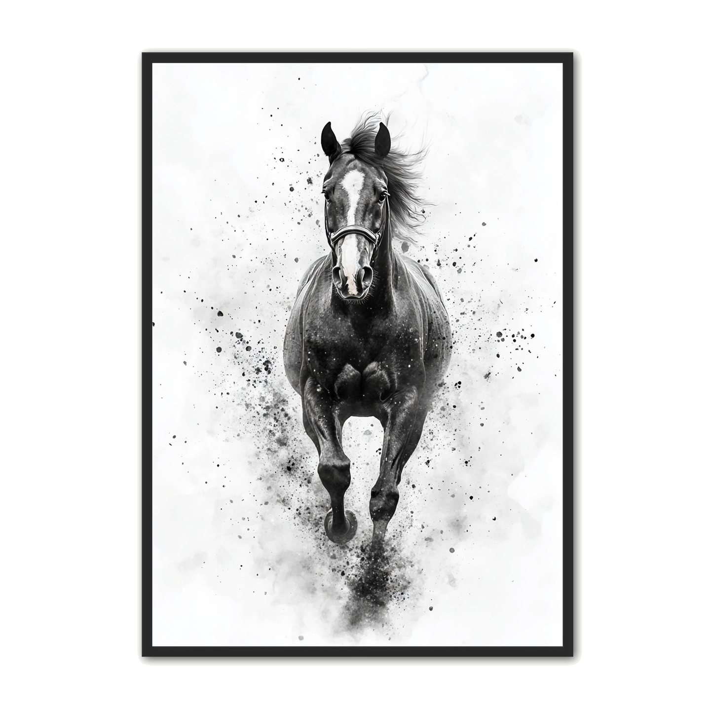 Hest Plakat 53 - Sort Hest i Bevægelse
