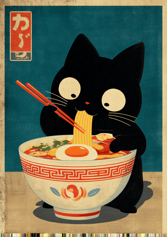 Japansk Plakat 110 – Katten og Ramen