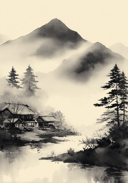 Japansk Plakat 113 – Tåget Bjerglandskab