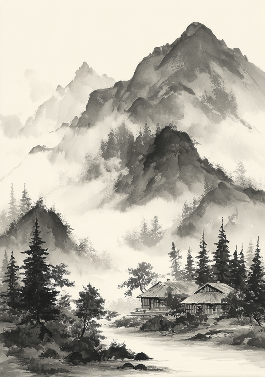 Japansk Plakat 118 – Hytteliv i Bjergene