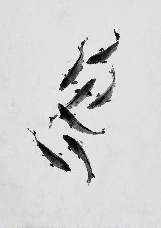 Japansk Plakat 133 – Koi fisk i bevægelse