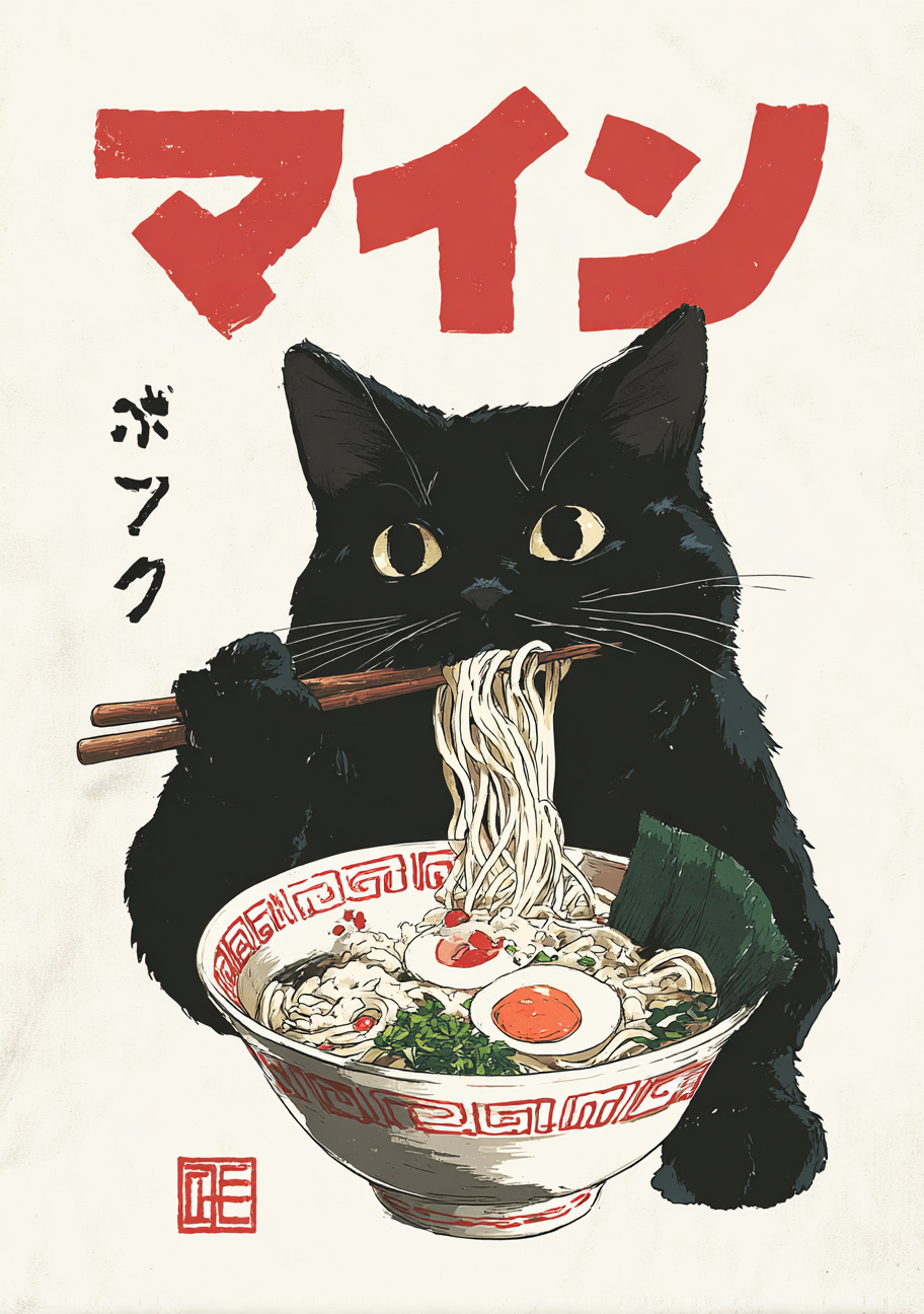Japansk Plakat 135 – Kat med ramen
