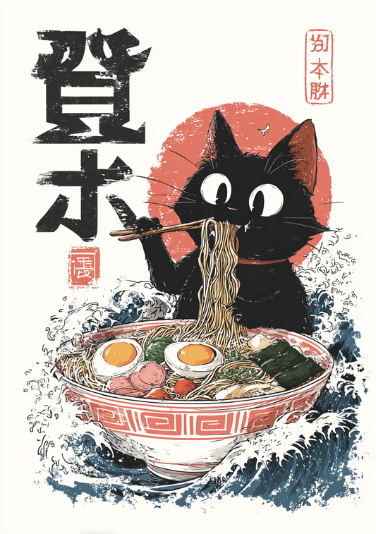 Japansk Plakat 137 – Kat & ramen bølge