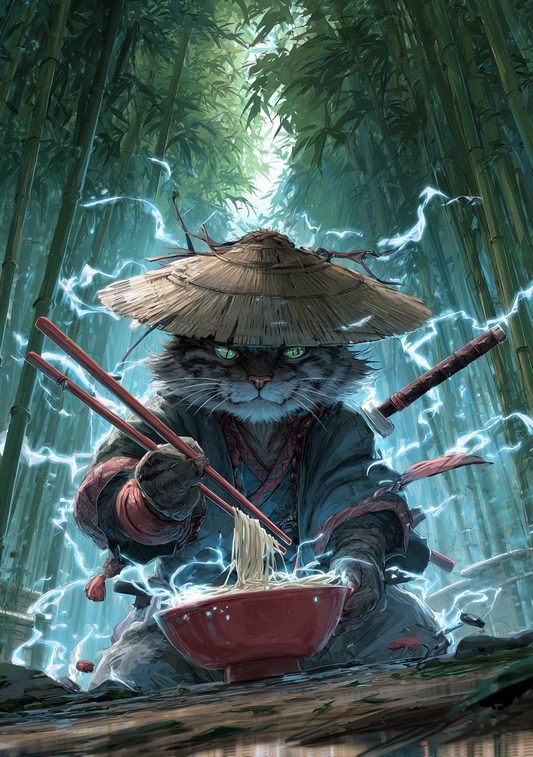 Japansk Plakat 143 – Samurai Katten i Bambusskoven