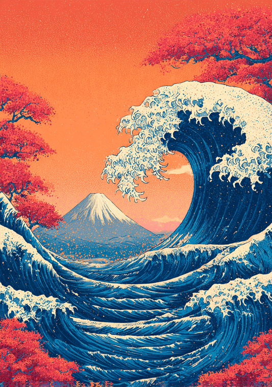 Japansk Plakat 144 – Bølgens Kald ved Fuji