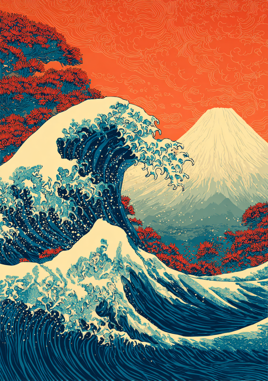 Japansk Plakat 146 – Bølgens Skønhed ved Fuji