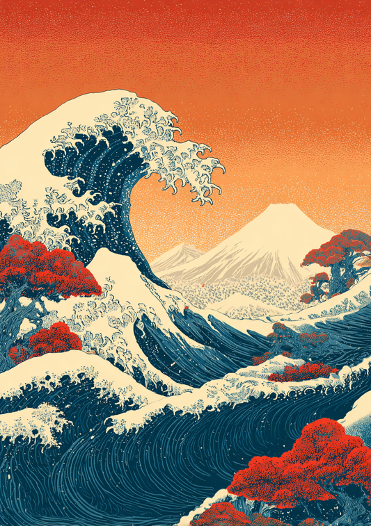 Japansk Plakat 147 – Stormfuld Bølge ved Fuji