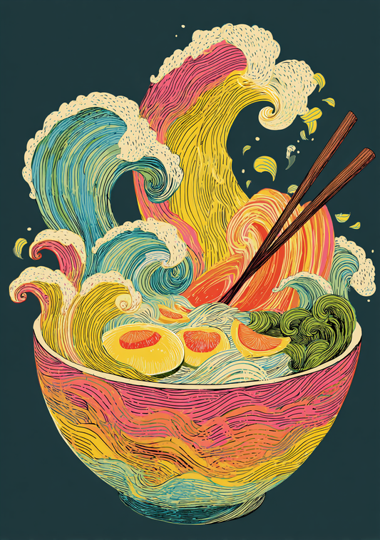 Japansk Plakat 156 – Farverig Ramenbølge