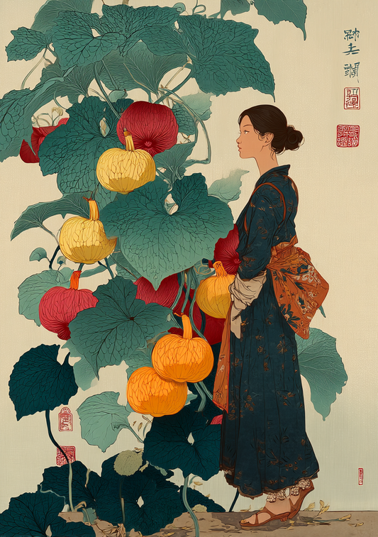 Japansk Plakat 171 – Kvinden og Græskarplanten