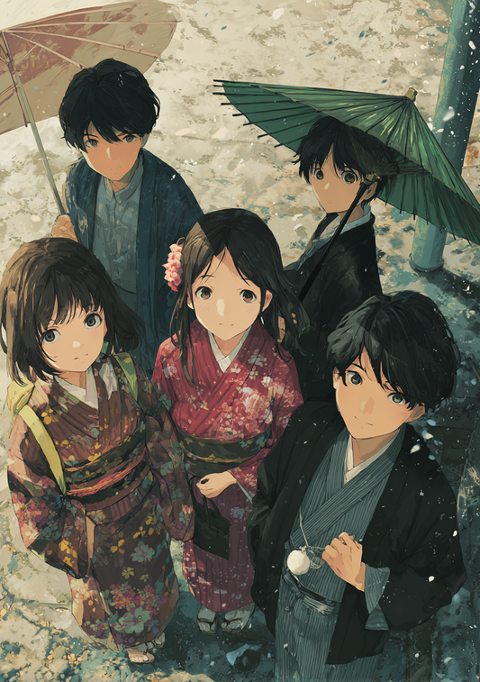 Japansk Plakat 30 – Unge i Kimono i Forårssol