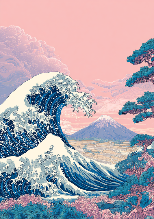Japansk Plakat 42 – Bølgen og Fuji i Harmoni