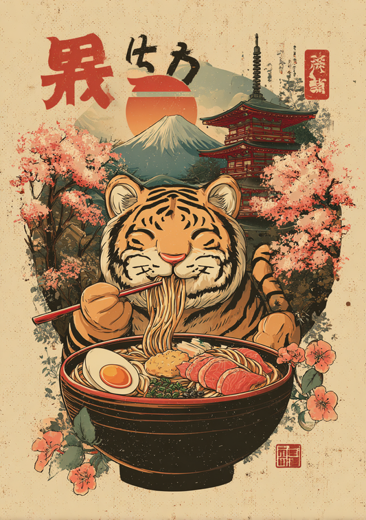 Japansk Plakat 63 - Tiger og Ramen