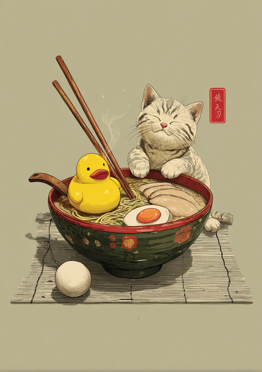 Japansk Plakat 68 - Kat og Ramen i Zen