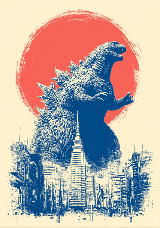 Japansk Plakat 86 - Godzilla Rising Sun