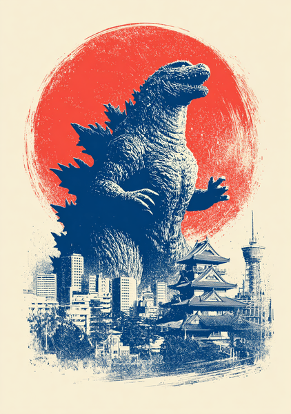 Japansk Plakat 88 - Godzilla Rising Sun