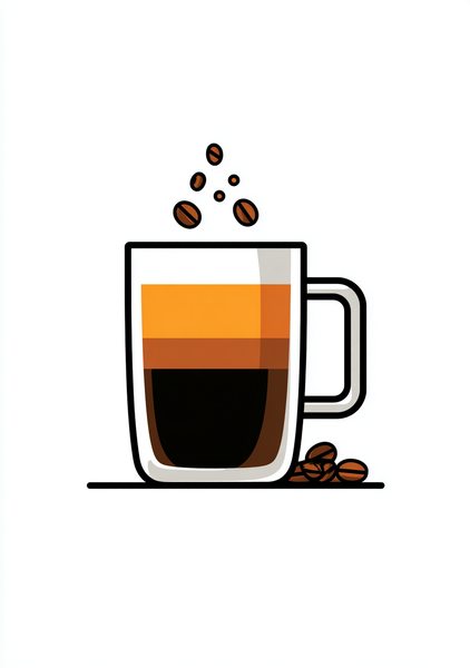 Kaffe Plakat 113 Kaffeglas i Tegneseriestil med Kaffelag og Bønner