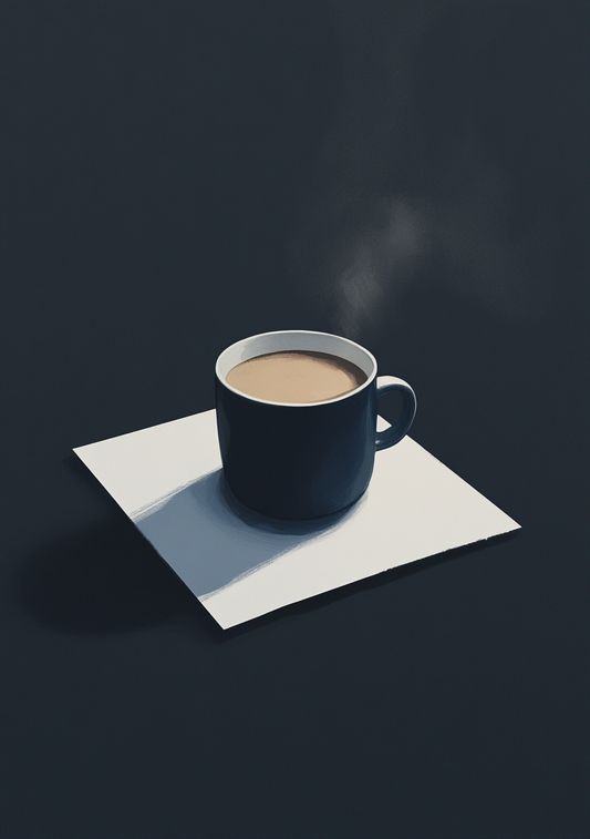 Kaffe Plakat 81 – Minimalistisk Ro i Sort og Creme